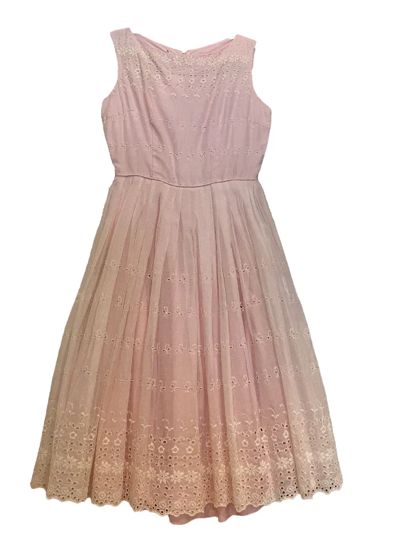 1950's Pink Eyelet Dress Cotton unclassified dresses