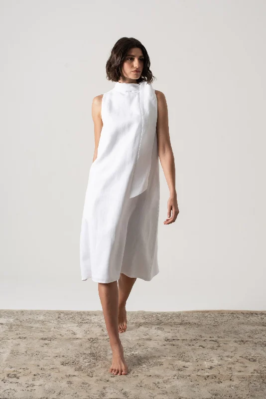 Axel Linen Tie Dress White Denim unclassified dresses