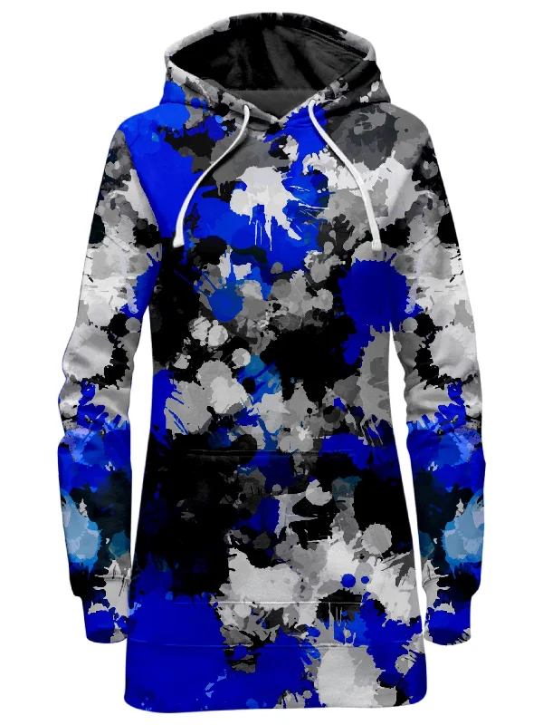 Blue and Grey Paint Splatter Hoodie Dress Luxury unclassified dresses