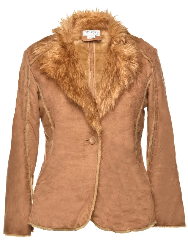 Brown Faux Shearling Y2K Coat - M Petite unclassified dresses