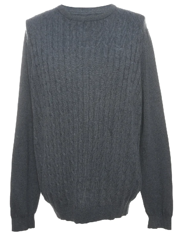 Cable Knit Grey Jumper - M Cocktail unclassified dresses