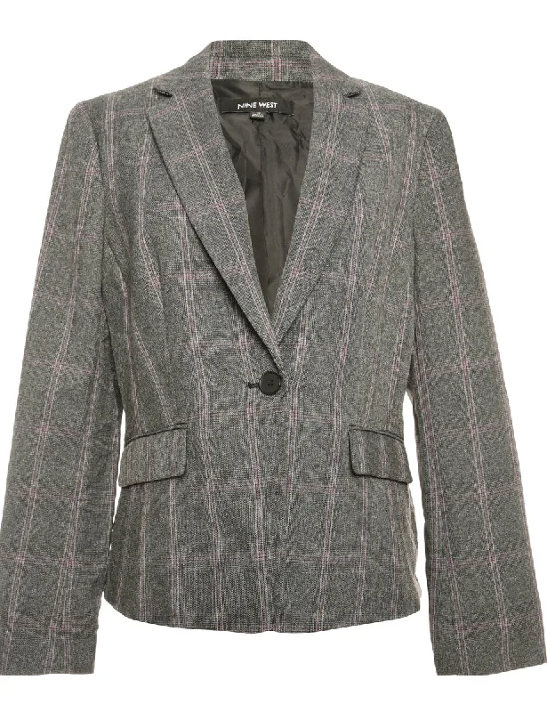 Checked Dark Grey & Purple Tailored Blazer - M Stylish unclassified dresses