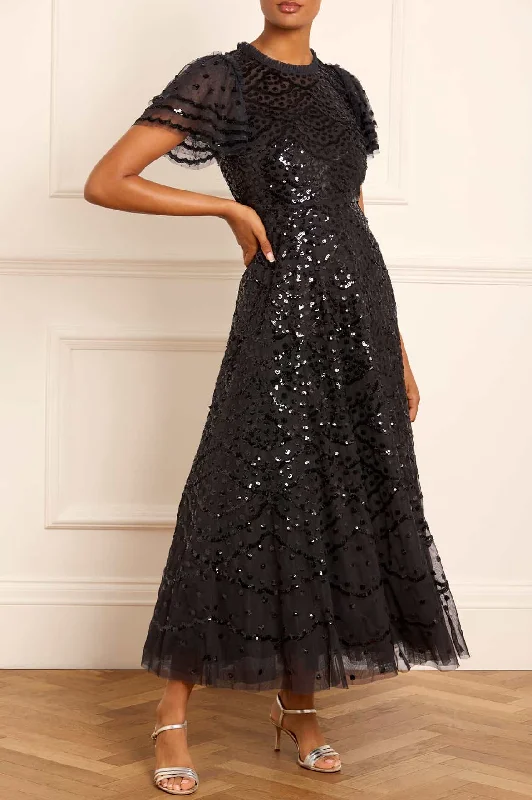 Deco Dot Ankle Gown Off-shoulder unclassified dresses