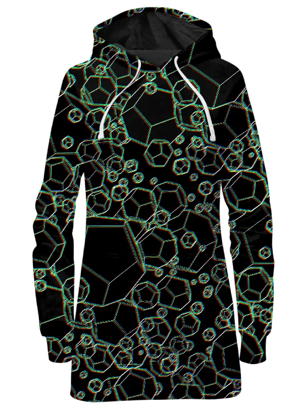 Dodecahedron Madness Glitch Hoodie Dress Dark color unclassified dresses