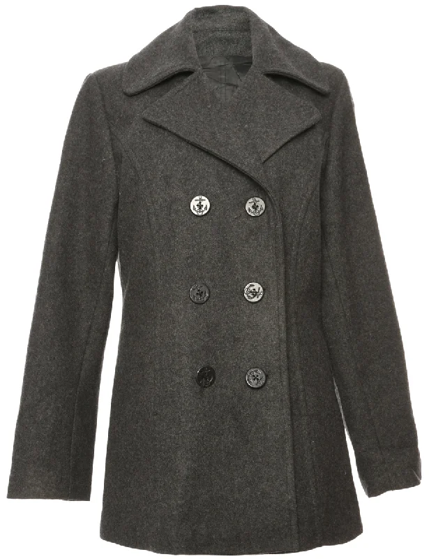 Double Breasted Grey Peacoat - L Soft fabric unclassified dresses