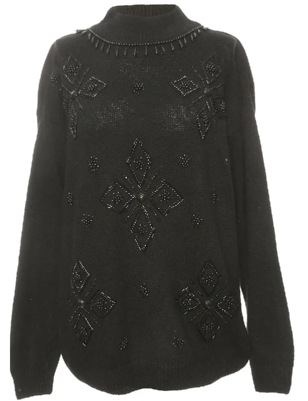 Embellished Black Jumper - M Petite unclassified dresses