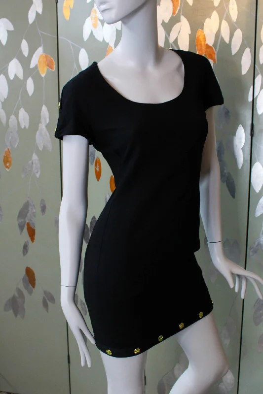 Gianni Versace Black Dress with Medallion Details, Small Minimalist unclassified dresses