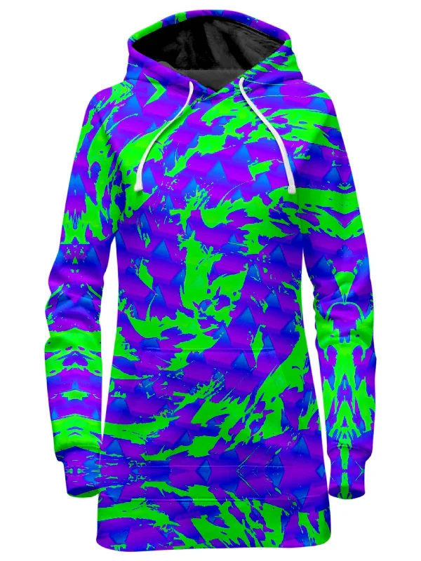 Green and Purple Hypno Splatter Hoodie Dress Dark color unclassified dresses