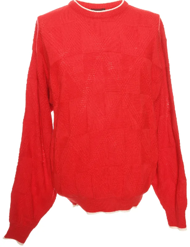 Hand Knitted Red Jumper - L High-end unclassified dresses