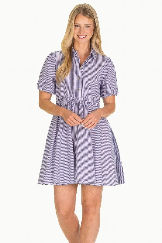 Kara Dress in Navy Stripe Polka dot unclassified dresses