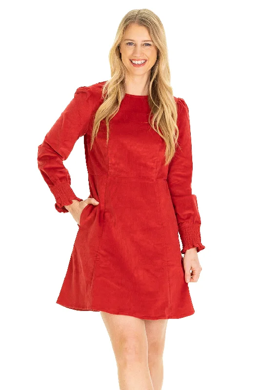 Marina Dress in Red Corduroy Office unclassified dresses