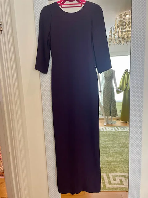 Navy Blue Silk Crepe Dress by Carolina Herrera Off-shoulder unclassified dresses