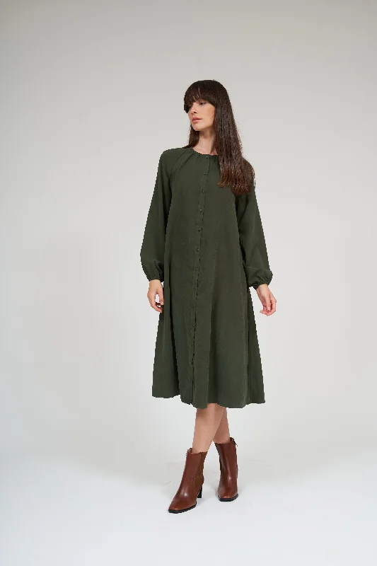 Olivia Raglan Sleeve Button Down Dress- Thyme Women's unclassified dresses