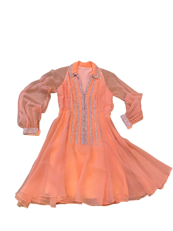 Peach Chiffon Rhinestone Dress Fashionable unclassified dresses