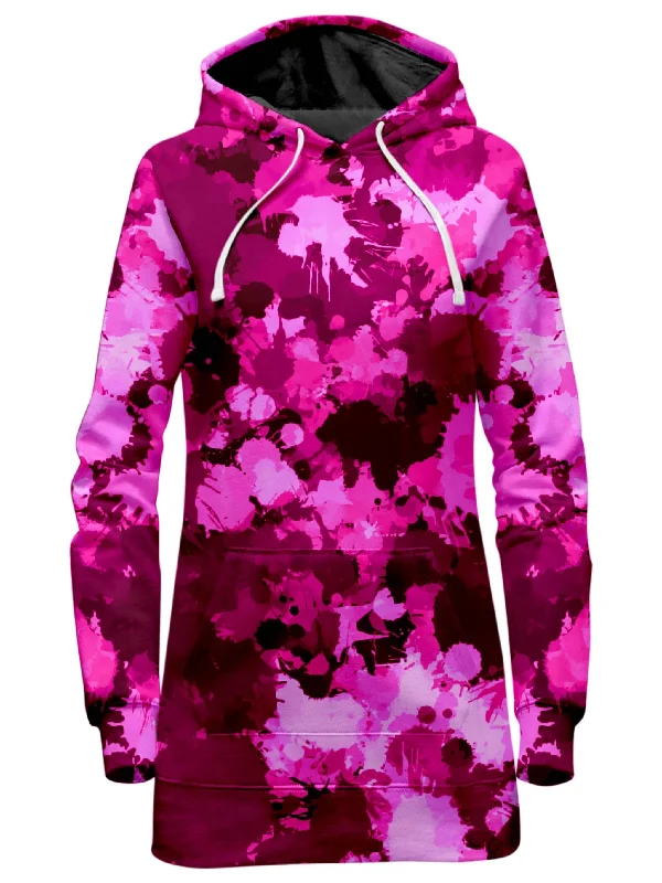 Pink Berry Paint Splatter Hoodie Dress Silk unclassified dresses