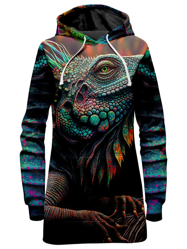 Psychedelic Giant Iguana 2.0 Hoodie Dress Winter unclassified dresses