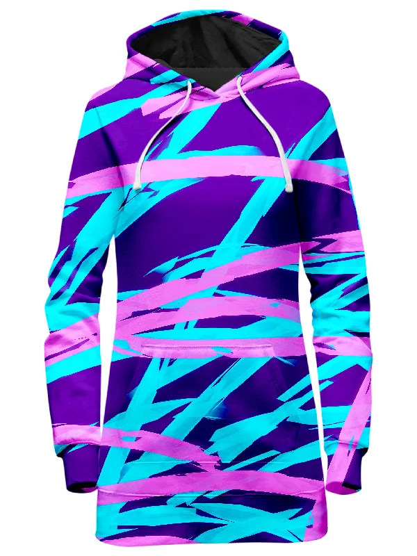 Purple and Blue Rave Abstract Hoodie Dress Lightweight unclassified dresses