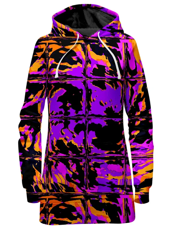 Purple Blackout Rave Glitch Hoodie Dress Sleeveless unclassified dresses