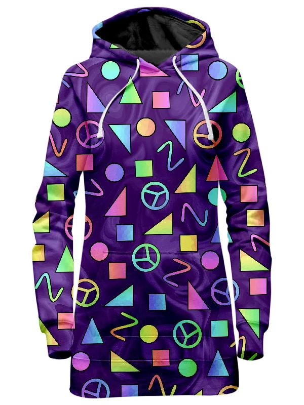 Retro Shapes Peace Symbols Purple Hoodie Dress Mesh unclassified dresses