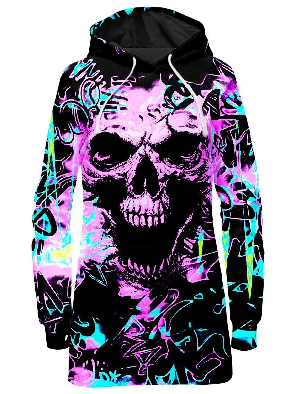 Skull Graffiti Hoodie Dress Ruched unclassified dresses