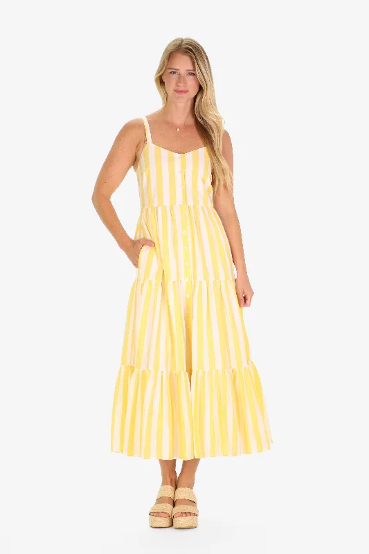 The Duxbury Dress in Lemon Linen Stripe Lightweight unclassified dresses