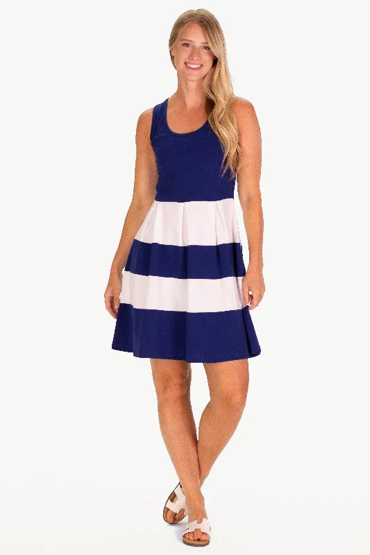 The Pique Ludington Dress in Royal Navy and White Trendy new unclassified dresses