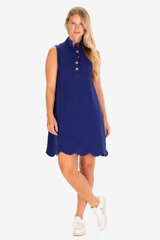 The Pique Scalloped Kingston Dress in Navy Elegant unclassified dresses