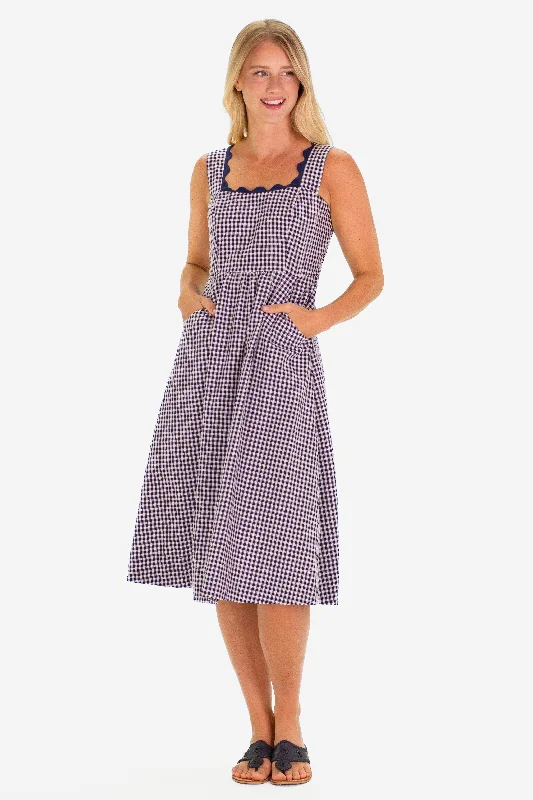 The RicRac Wendy Dress in Navy Gingham Bold pattern unclassified dresses