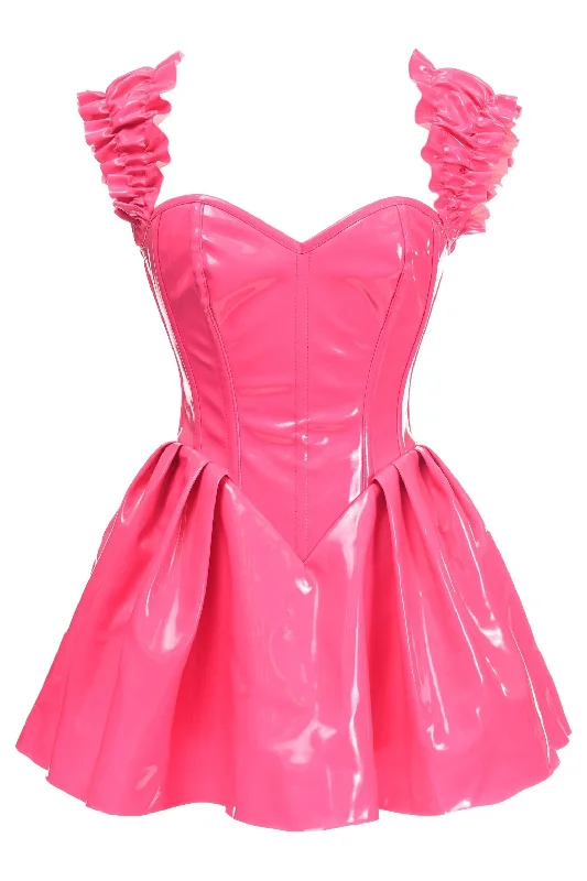 Top Drawer Steel Boned Hot Pink Patent PVC Vinyl Corset Dress Trendy unclassified dresses