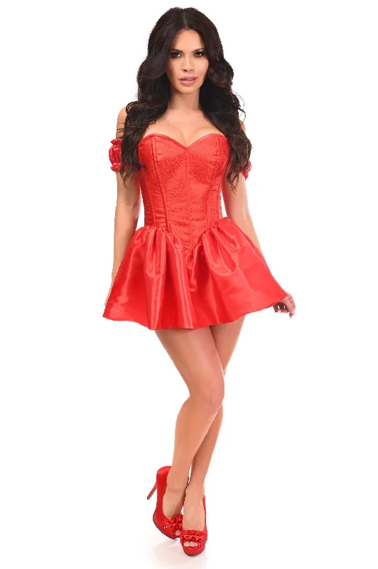 Top Drawer Steel Boned Red Brocade & Taffeta Corset Dress Satin unclassified dresses