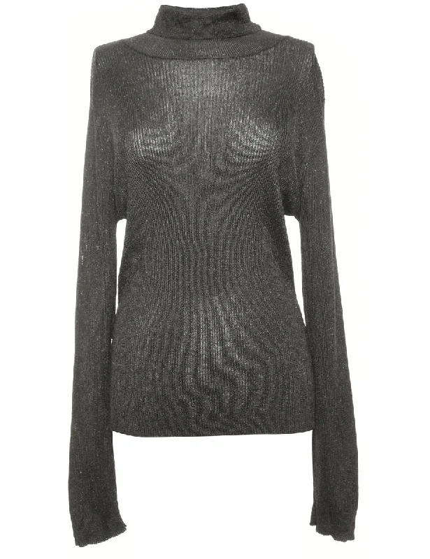 Turtleneck Black Jumper - M Ruffled unclassified dresses