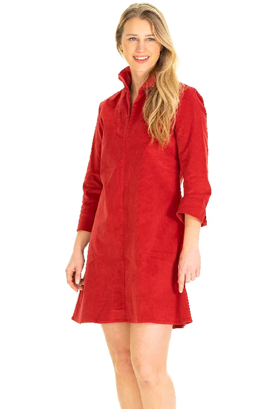 Victoria Dress in Red Corduroy Lightweight unclassified dresses