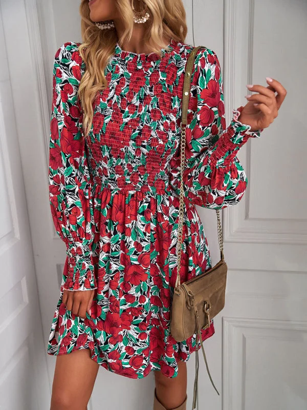 Women's Floral Sexy Lantern Sleeve Casual Dress Y2K floral dresses