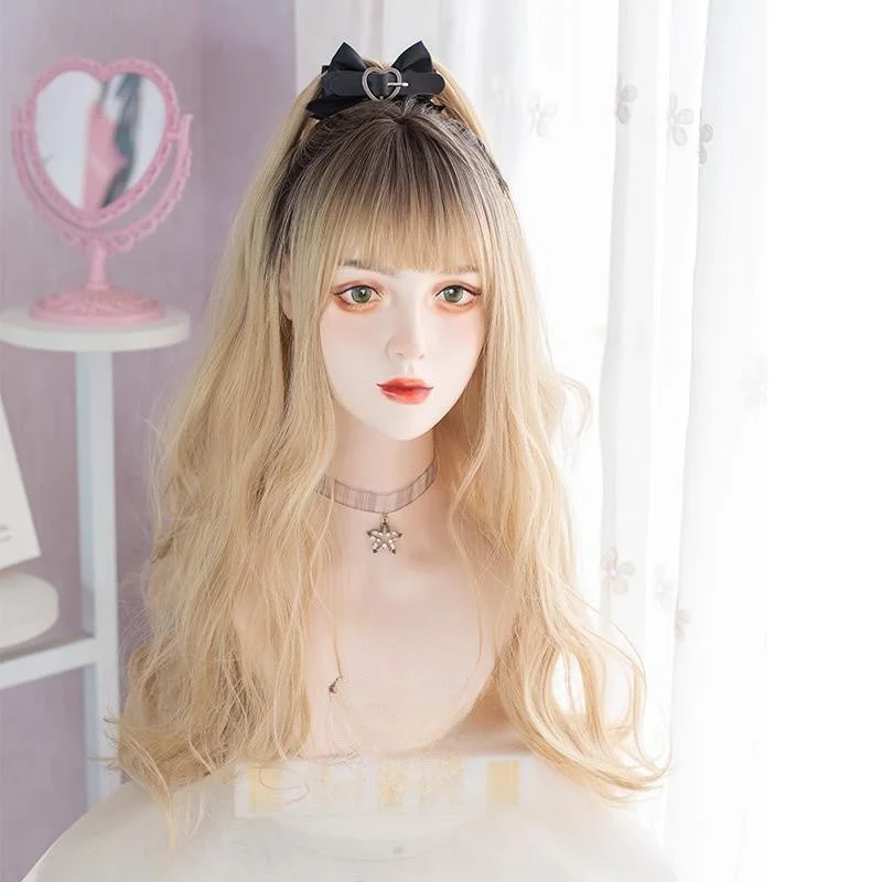 Blonde Dyed Black Long Curly Wig  YV476027 Front Pocket Maxi