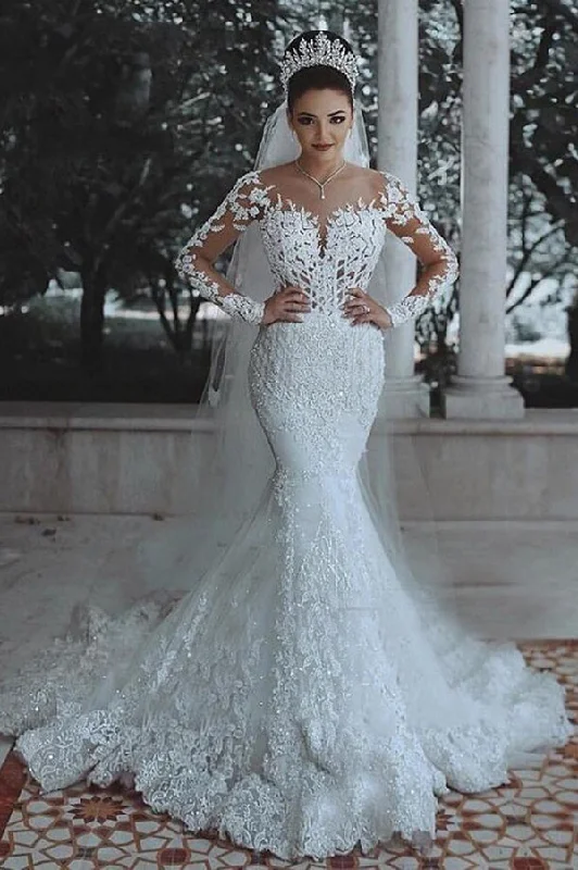 Mermaid Bridal Gown with Long Sleeves and Lace Details, WD23022397 Maxi Skirt Set