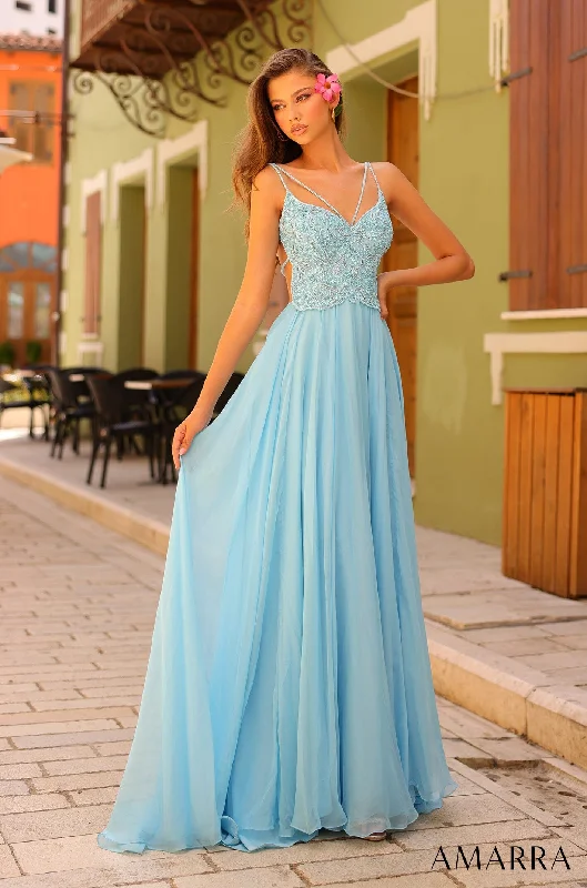 Beaded Sleeveless A-line Tulle Gown by Amarra 94008 Lace Tulle Dress