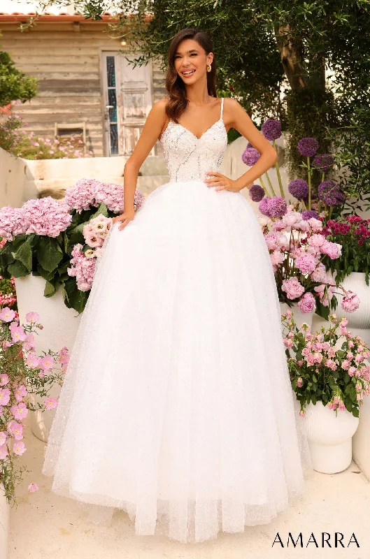 Beaded Tulle Sleeveless A-line Gown by Amarra 94020 Tulle Dress Sparkling