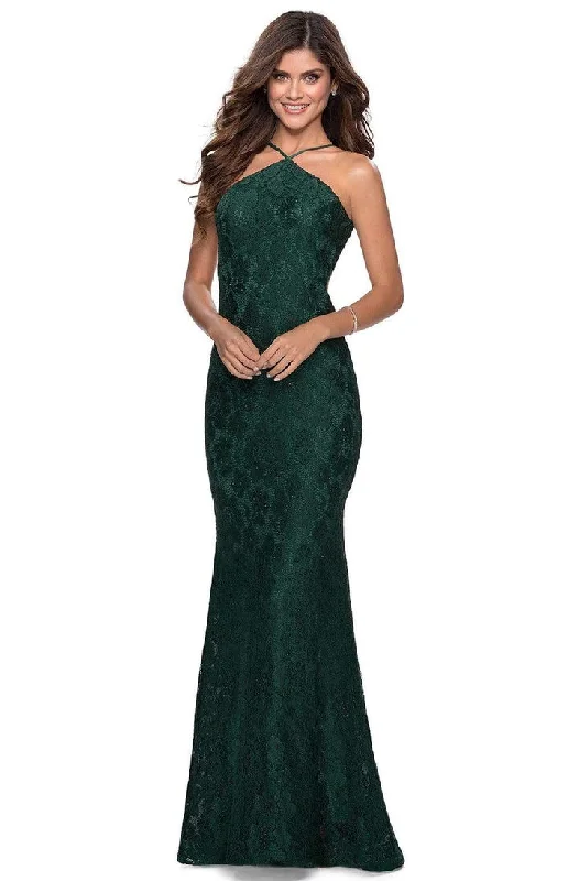 La Femme - High Halter Lace Prom Dress 28619SC Modern Lace Dress