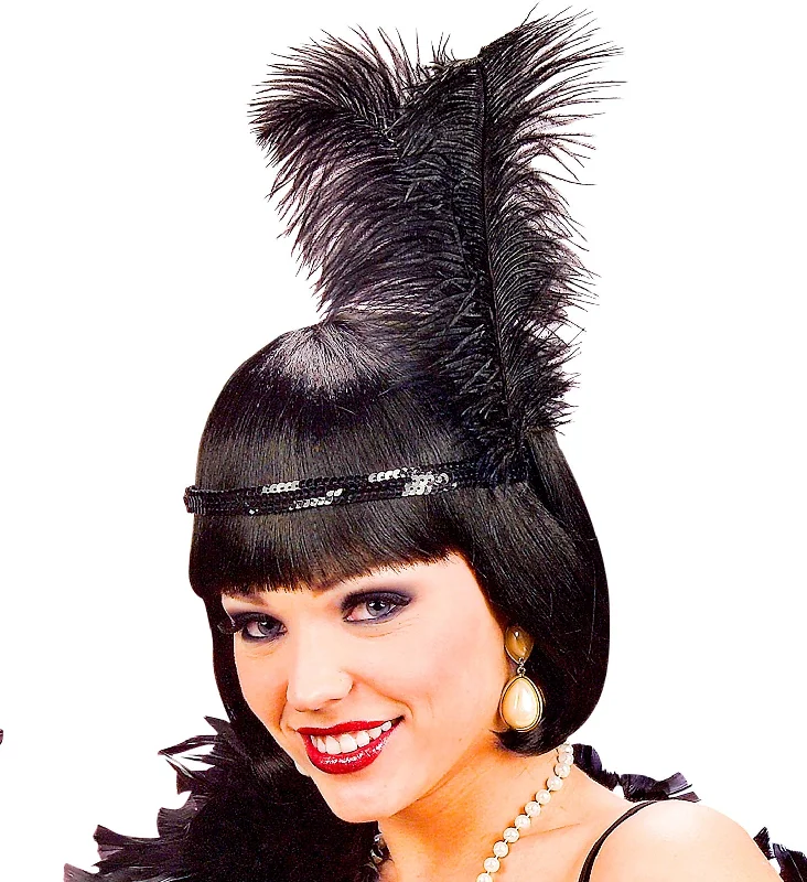 Black Sequin Flapper Headpiece Pink Sequin Dress