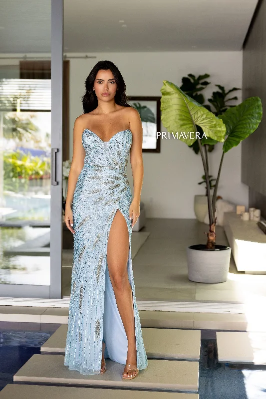 Primavera Couture -4108 Sequin Embellished Strapless Prom Dress Lush Sequin Dress