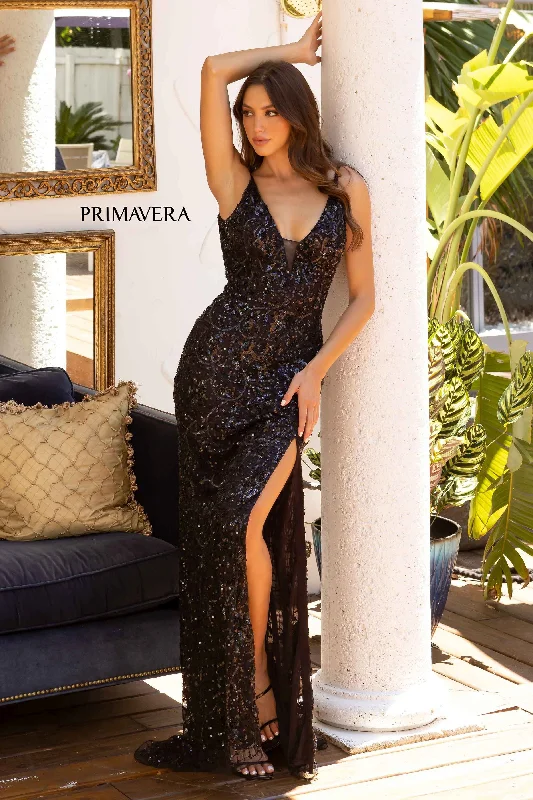 Sequin Prom Dress By Primavera Couture -3905 Gold Sequin Dress