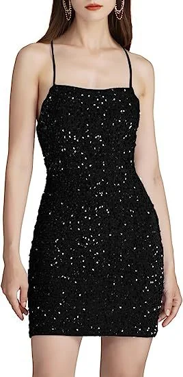 Girlary-shop pop culture dress to impress Women's Shiny Velvet Sequin Low round Neck Tight Dress Short Pompom Dress Sweetheart Bodycon Dress