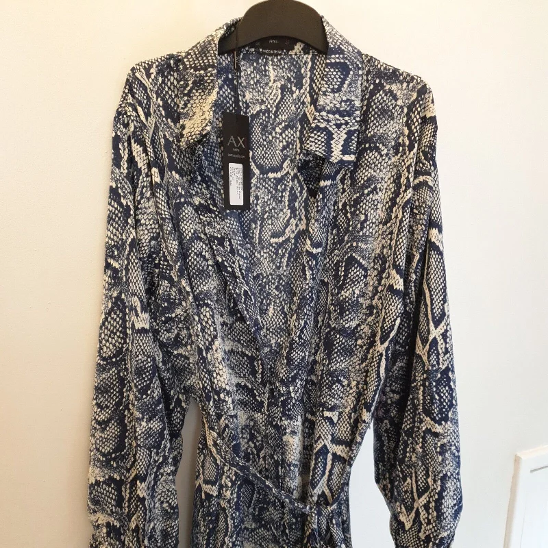 AX Paris Curve Mono Animal Print Shirt Dress Size 24 Blue **** V31 Satin Shirt Dress