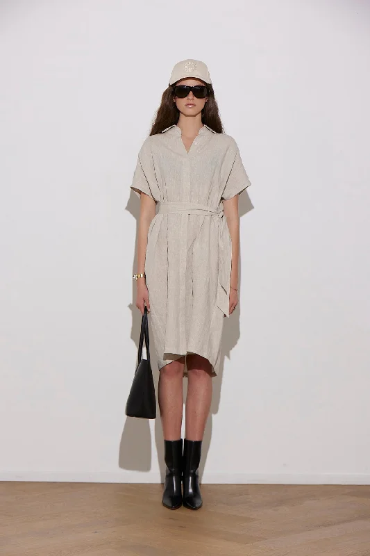 COCO LINEN SHIRTDRESS NATURAL Casual Button Shirt