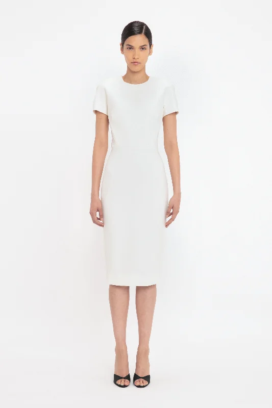 Fitted T-Shirt Dress In Ivory Formal Shirt Dress