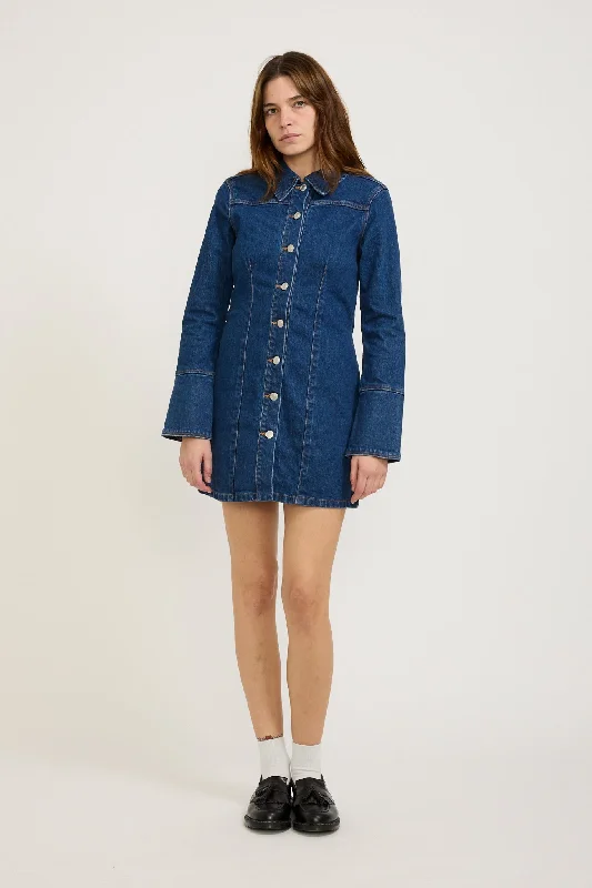 Muse Denim Shirt Dress Royal Indigo Flowy Shirt Dress