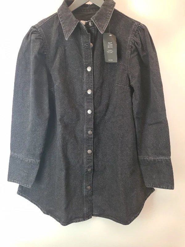 NA-KD Black Denim Shirt Dress Size UK 14 **** V83 Belted Shirt Dress