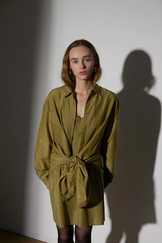 SHIRTDRESS HOLIDAY OLIVE Feminine Shirt Dress