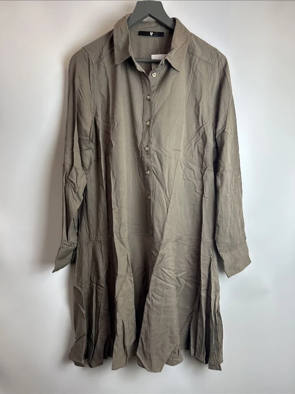 Twill Dropped Hem Olive Green Shirt Dress Size 14 **** V324 Relaxed Shirt Dress