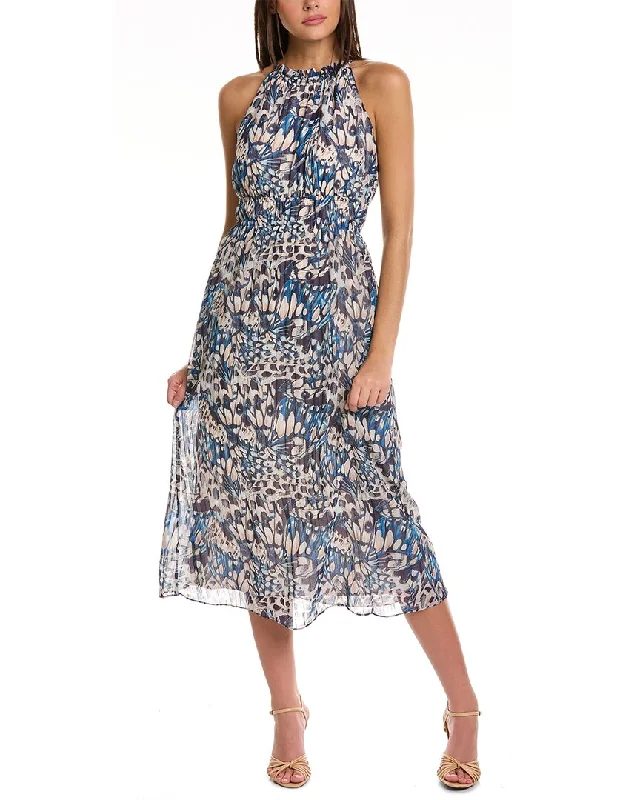 Anne Klein Halter Midi Dress Floral A-line Skirt